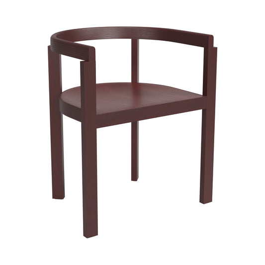 Fritz Hansen After MA100 Chair - Burgundy Coloured Ash, side angle