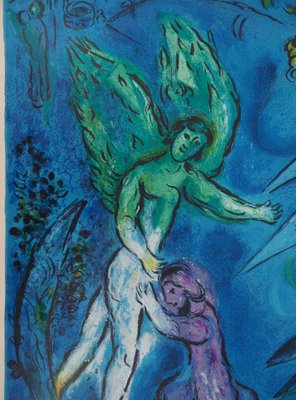 After Marc Chagall, La lutte de Jacob et de l’ange, Lithograph-KHH-1282238