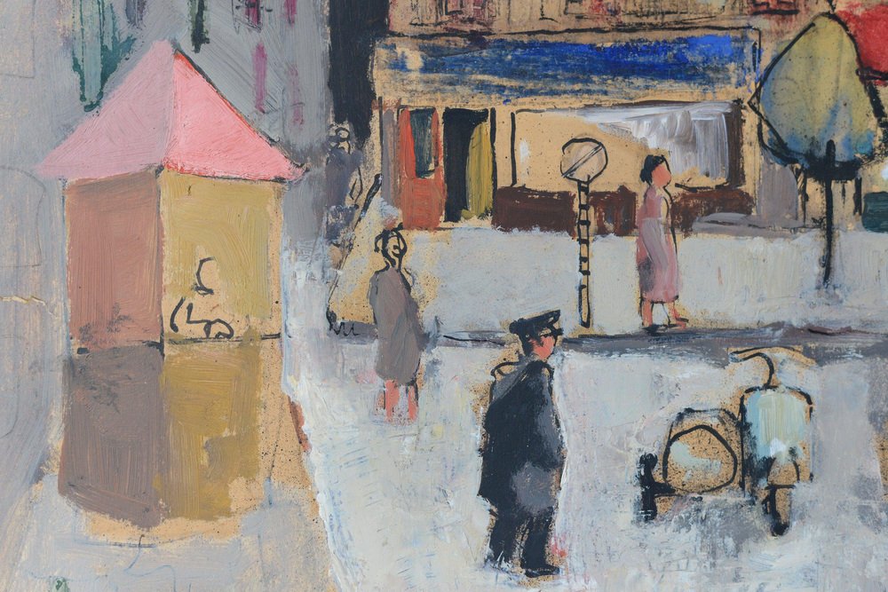 After Maurice Utrillo, French Square, 1950s, Gouache on Paper