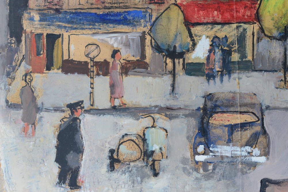 After Maurice Utrillo, French Square, 1950s, Gouache on Paper