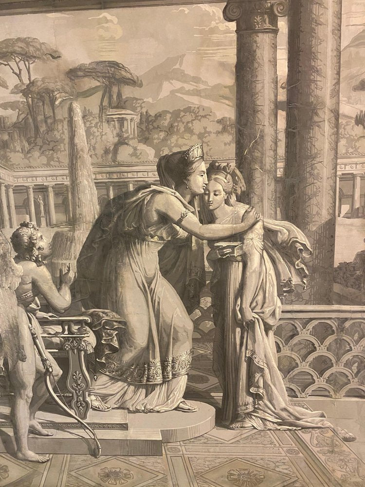 After Merry-Joseph Blondel & Louis Lafitte, The Reconciliation of Venus & Psyche, Grisaille Painting on Paper, 19th Century