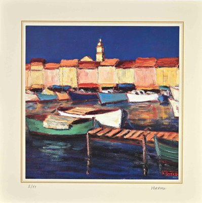 After Nicholas Verrall, The Picturesque Harbor, Lithograph, Late 20th Century-ZCI-2029173