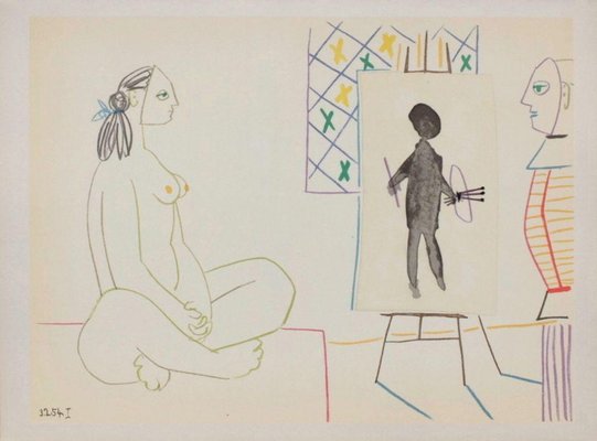 After Pablo Picasso, Comédie Humaine: 03.2.54. I, 1954, Lithograph on Rivoli Paper-FMZ-1176927