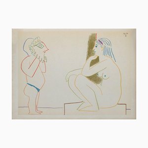 After Pablo Picasso, Comédie Humaine: 29.1.54. III, 1954, Lithograph on Rivoli Paper-FMZ-1176930