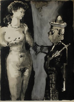 After Pablo Picasso, Comédie Humaine - Femme Et Peintre I, 1954, Photolithograph on Rivoli Paper-FMZ-1176921