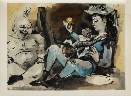 After Pablo Picasso, Comédie Humaine - Le Singe Et La Pomme, 1954, Photolithograph on Rivoli Paper-FMZ-1176924