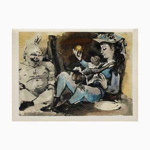 After Pablo Picasso, Comédie Humaine - Le Singe Et La Pomme, 1954, Photolithograph on Rivoli Paper-FMZ-1176924