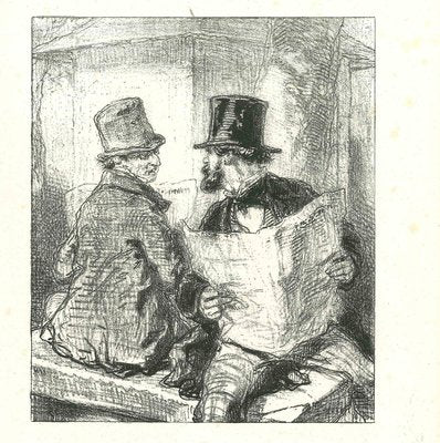 After Paul Gavarni, Reading News, Original Lithograph, 1881-ZCI-2024843