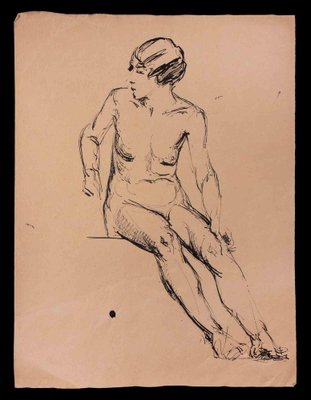 After Paul Grain, Nude of Woman, Original Ink Drawing, Mid-20th Century-ZCI-1420185