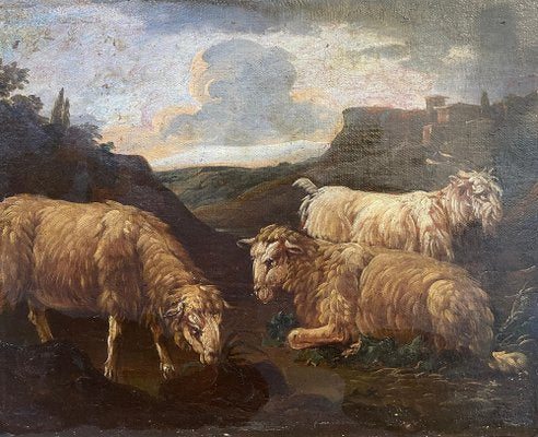 After Philipp Peter Roos, Goats, 17th Century, Oil on Canvas-PKM-2036557