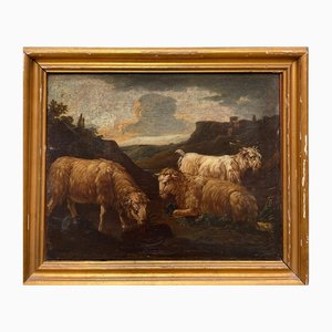 After Philipp Peter Roos, Goats, 17th Century, Oil on Canvas-PKM-2036557