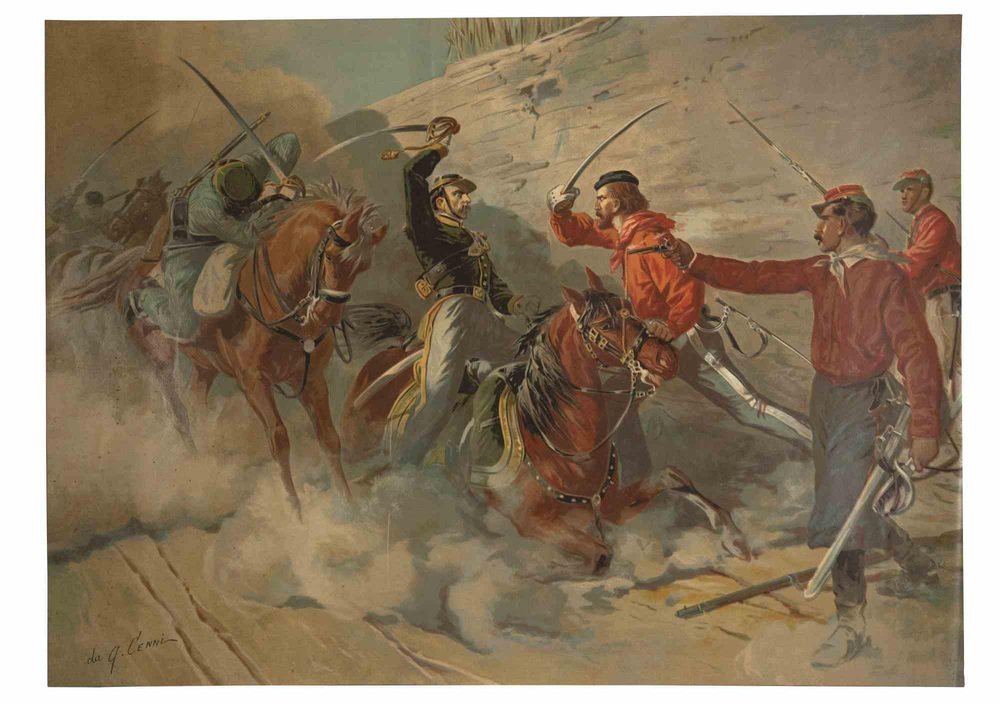 After Quinto Cenni, Garibaldinian Soldiers, Lithograph, 19th-Century