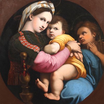 After Raphael, Madonna della Seggiola, Oil on Canvas-VMM-2023910