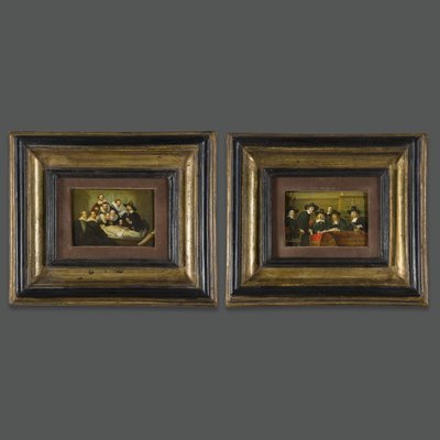 After Rembrandt, Figurative Scenes, 1890s, Oil Paintings, Framed, Set of 2-MAX-1769596