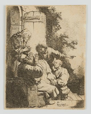 After Rembrandt, Joseph's Skirt Is Brought to Jacob, 17th-century, Etching-OJR-1273234