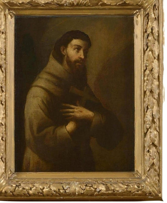 After Ribera Justpe, Saint Francis of Assisi, Oil on Canvas, Framed