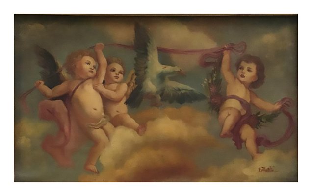 After Rubens, Italian Cherubs Painting, 2006, Oil on Copper, Framed-YUW-1314799