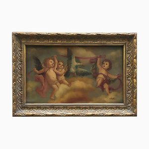 After Rubens, Italian Cherubs Painting, 2006, Oil on Copper, Framed-YUW-1314799