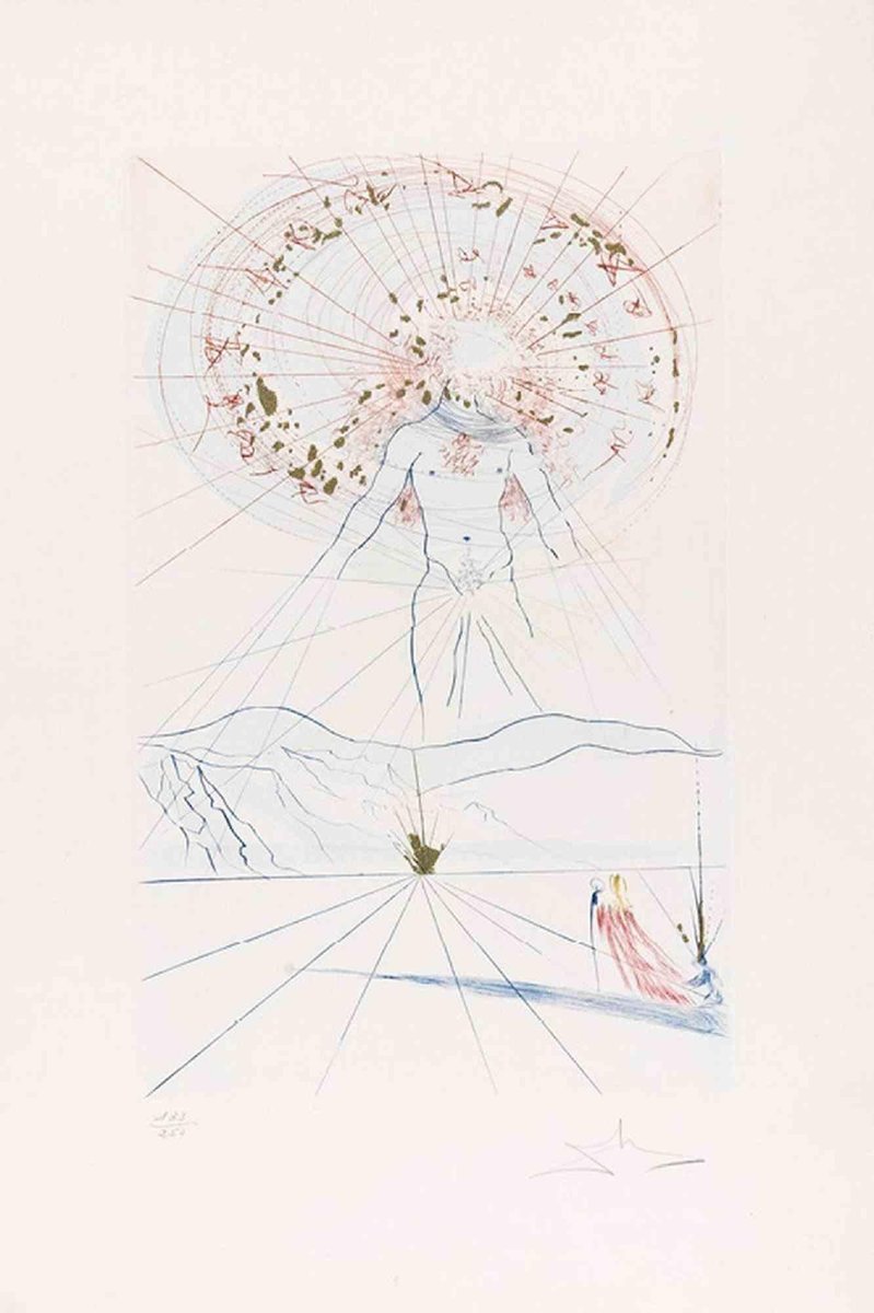 After S. Dali, Bridegroom Leaps Upon the Mountains, 1971, Etching