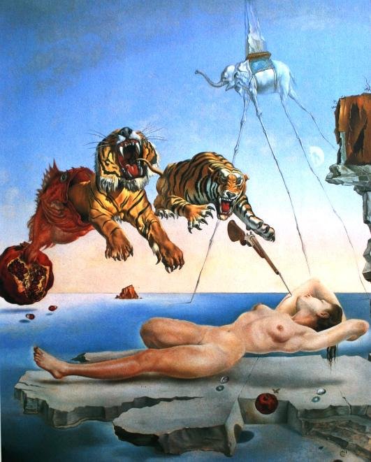 After Salvador Dali, Dream Caused by the Flight of a Bee Around a Pomegranate, One Second Before Awakening, 1988, Lithograph