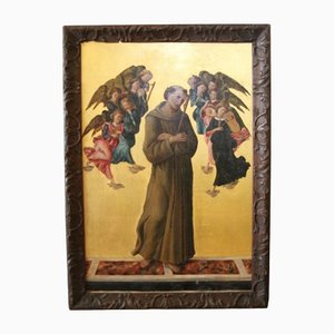 After Sandro Botticelli, St. Francis of Assisi with Angels, 1800s, Oil on Canvas, Framed-KMQ-1449661