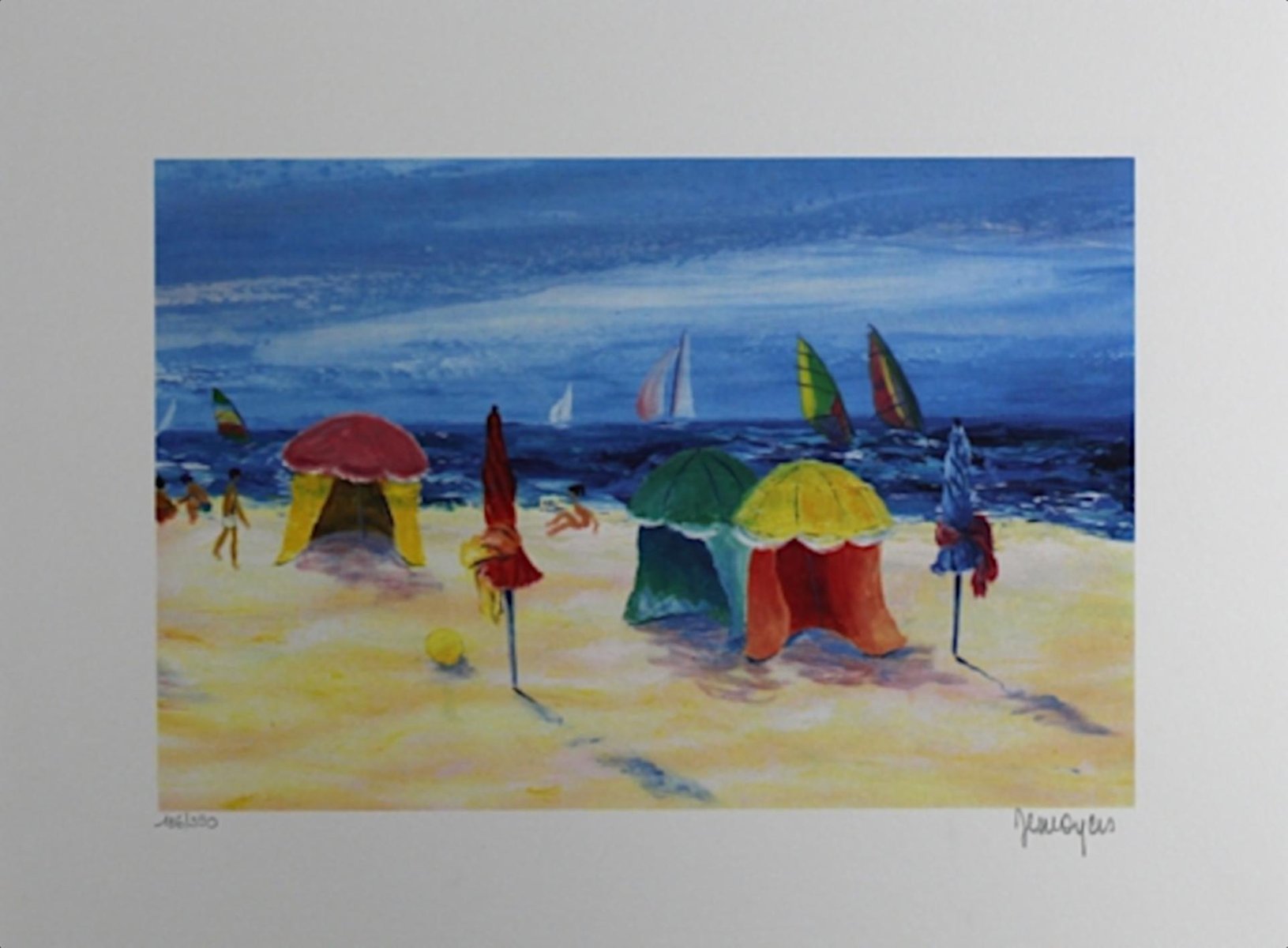 After Serge Desnoyers, Activity at the Beach, Color Print