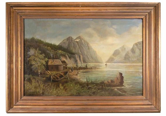 After Tom Sander, The Lake, 1989, Oil Painting, Framed-ZCI-1437000