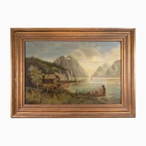 After Tom Sander, The Lake, 1989, Oil Painting, Framed-ZCI-1437000