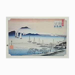 After Utagawa Hiroshige, Boats in Sunrise, Eight Scenic Spots in Oomi, 20th Century, Lithograph-ZCI-1759043