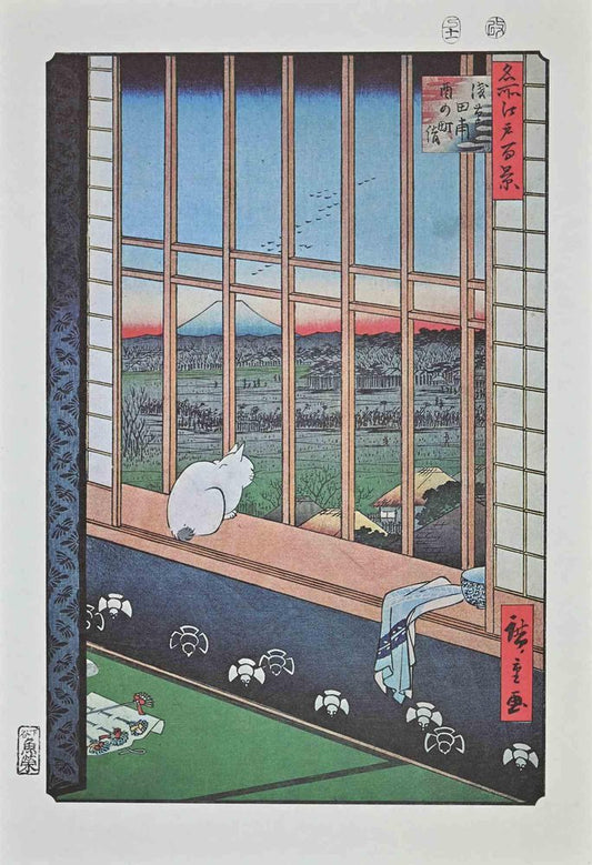 After Utagawa Hiroshige, The Cat on the Window, Lithograph, Mid 20th-Century