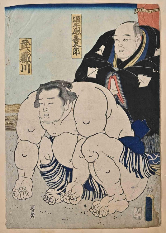 After Utagawa Kunisada, Sumo Fighter, Woodblock Print, Mid 19th-Century