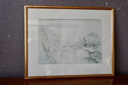 After William Turner, Baden 3 Landscape, 1800s, Lumograph, Framed