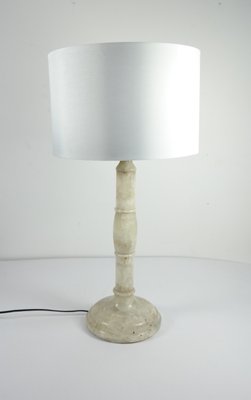 Agate Stone Table Lamp with Satin Lampshade, 1970s-UWE-845346