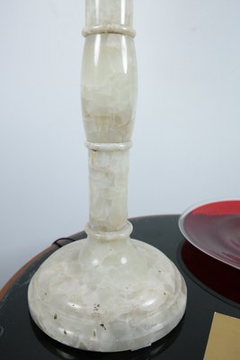 Agate Stone Table Lamp with Satin Lampshade, 1970s-UWE-845346