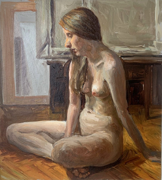 Agnieszka Staak-Janczarska, Nude in an Atelier, Oil on Board, 2021