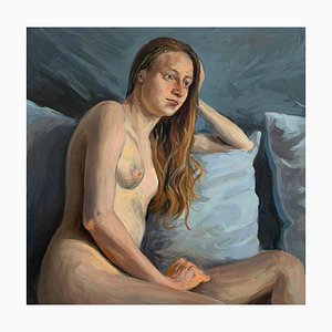 Agnieszka Staak-Janczarska, Nude with a Pillow, 2021, Oil on Cardboard-XHG-1241785