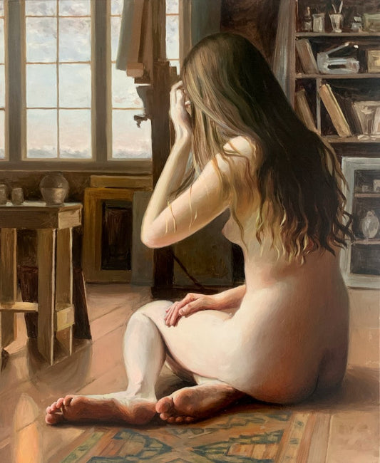 Agnieszka Staak-Janczarska, Sitting by a Window, 2024, Oil on Board