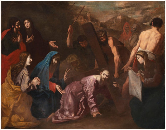 Agostino Beltrano, Christ Falls Under the Cross While Ascending to Calvary, 17th Century, Oil on Canvas