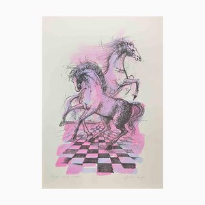 Agostino Cancogni, Free Horses, Lithograph, 1980s-ZCI-2030076