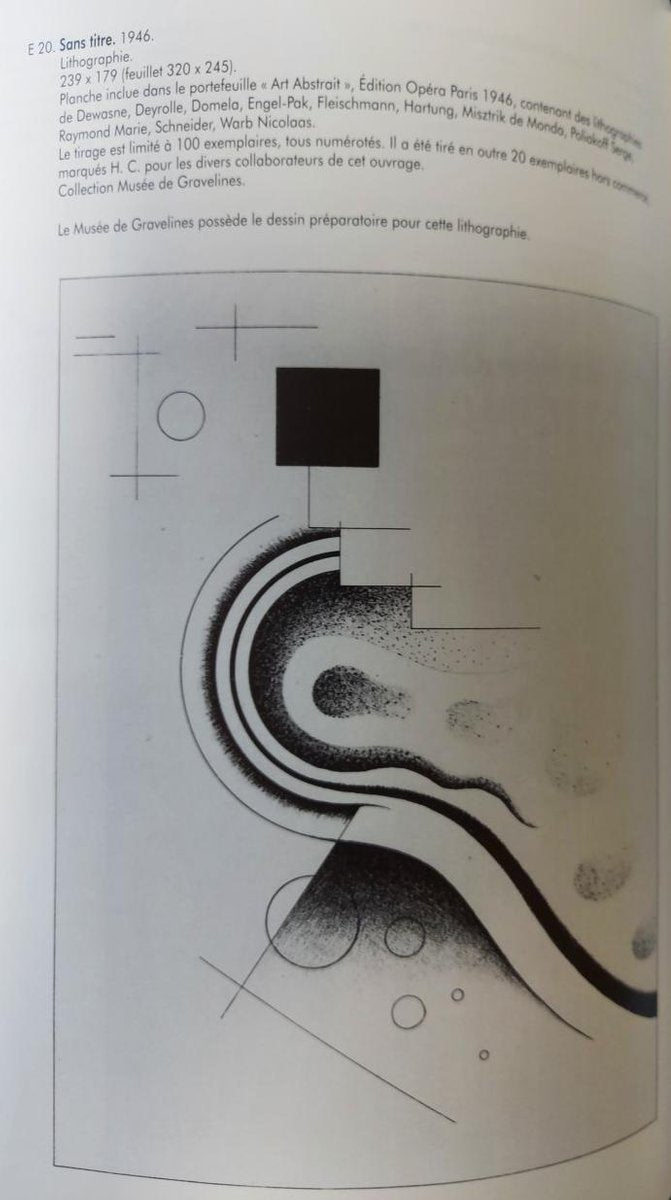 Aimé Félix Del Marle Abstract Composition (1946) Original Lithograph in Black and White Signed in Pencil