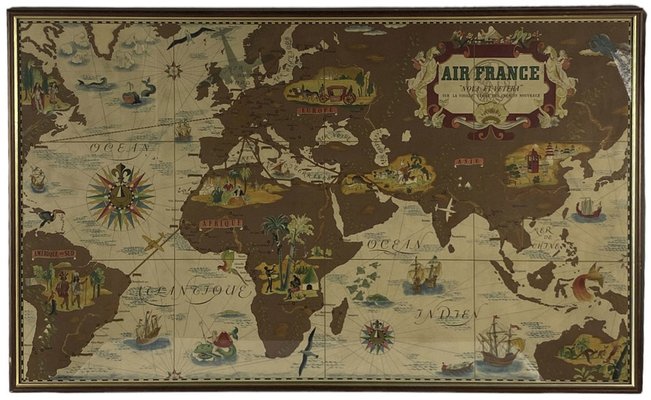 Air France Nova and Vetera Poster Map by Lucien Boucher, Paris, France, 1939-TXN-1355077