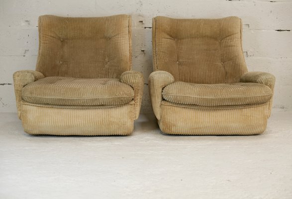 Airborne Fiberglass and Velvet Beige Armchairs by Michel Cadestin, Set of 2-MAO-953604