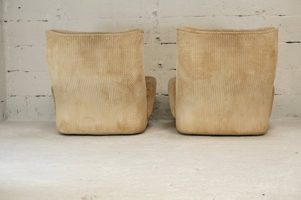 Airborne Fiberglass and Velvet Beige Armchairs by Michel Cadestin, Set of 2-MAO-953604