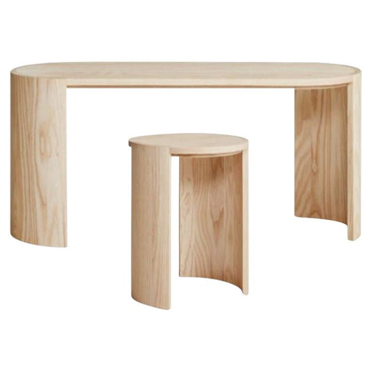 Airisto Side Table & Bench in Natural Ash by Made by Choice, Set of 2