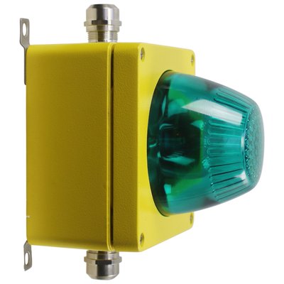 Airport Runway Sconce in Yellow Metal and Green Glass-BLS-1789373