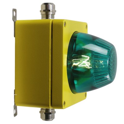 Airport Runway Sconce in Yellow Metal and Green Glass-BLS-1789373