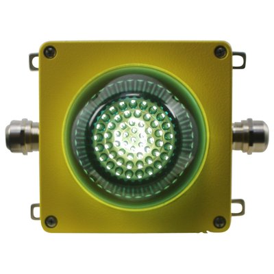 Airport Runway Sconce in Yellow Metal and Green Glass-BLS-1789373