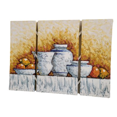 Aitana, Triptych Still Life Painting, Mixed Media on Canvas, Set of 3-TCS-1359474