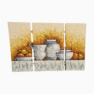 Aitana, Triptych Still Life Painting, Mixed Media on Canvas, Set of 3-TCS-1359474