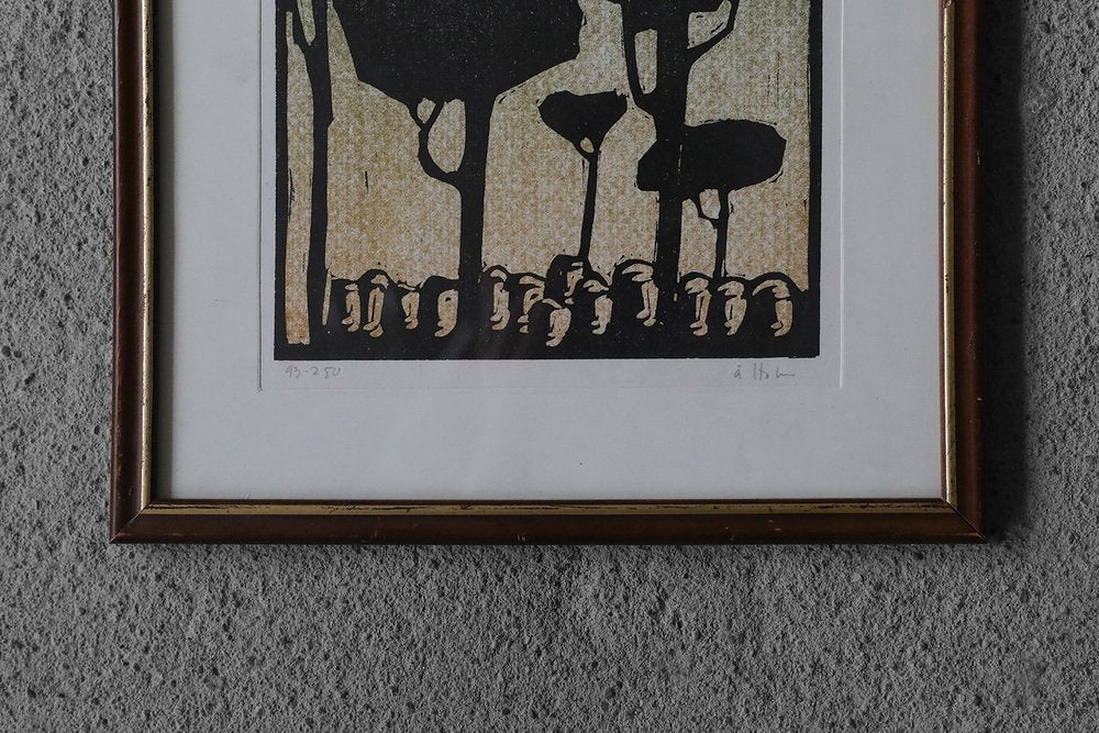 Åke Holm, Biblical Theme, Linocut, 1970s, Framed